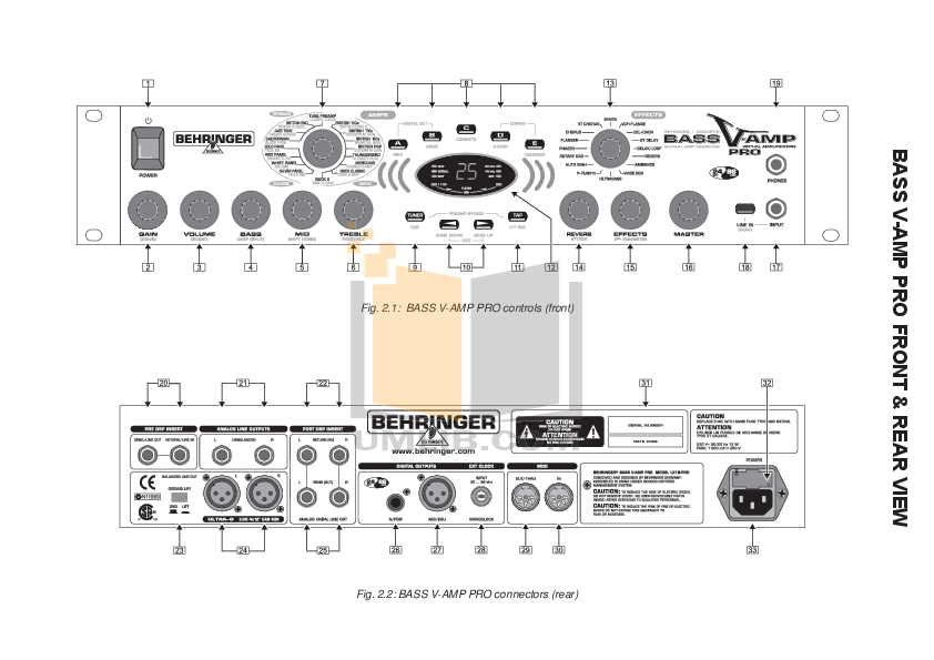 PDF manual for Behringer Amp Bass VAMP PRO